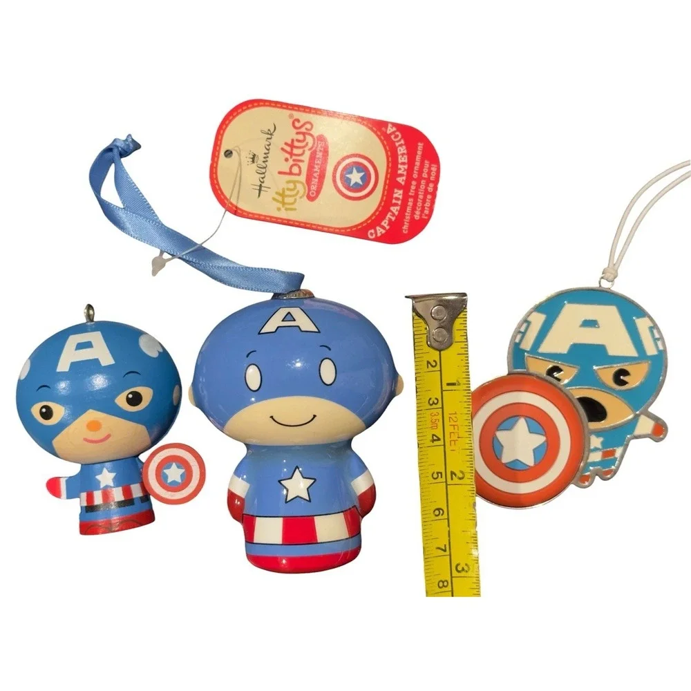 Set of‎ 3 Hallmark Itty Bitty Marvel Captain America Ornaments